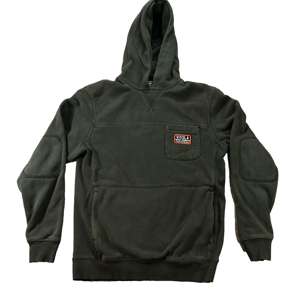 Vissla Creator Hoodie Pullover Mens S Sage Green Cotton Blend Raised‎ by Waves